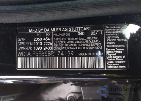 2011 Mercedes-Benz C 300 Luxury/Sport from USA, damaged, VIN WDDGF5EB5BR174199